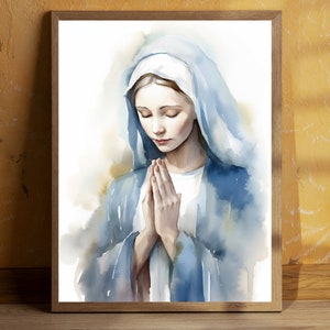Blessed Virgin Mary Watercolor art DOWNLOADABLE digital print catholic printable clipart bible christian Mary our Mother