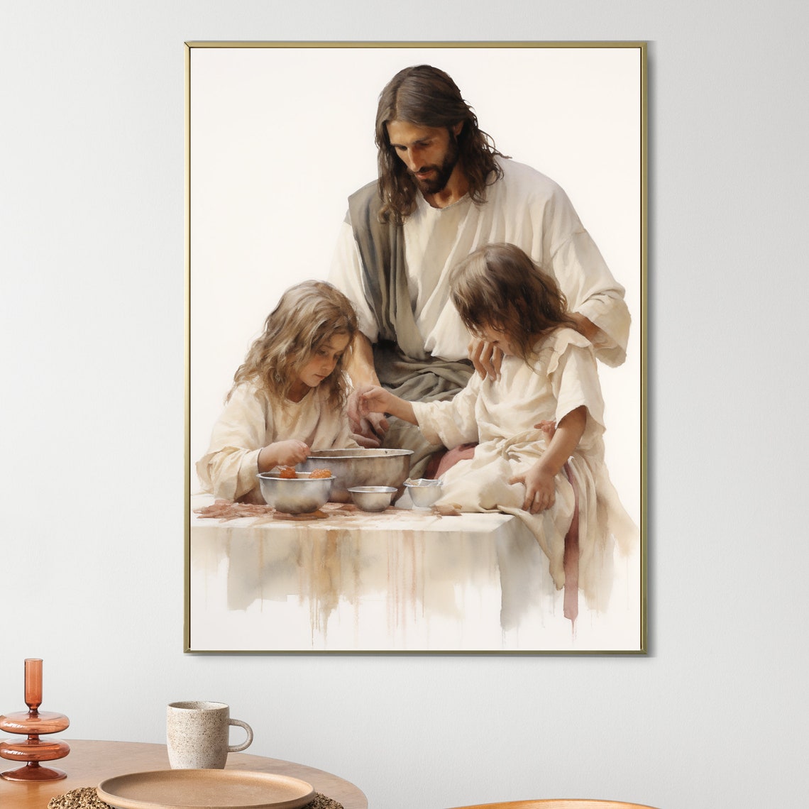 Digital Art of the Holy Family in the Kitchen: Jesus Helping Available ...