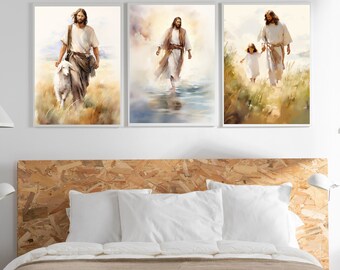 The Last Supper Set, Digital Print, Watercolor Jesus wallart, Spiritual Bible art, Minimal Modern Christian Wall Home Decor Artwork