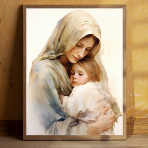 Virgin Mary and Jesus God Wall Art Catholic Prints Farmhouse Wall Decor Christ Art Christian Wall Art Bible Verse  LDS Wall Art Printable