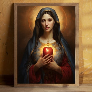 Immaculate Heart of the Virgin Mary digital file, Virgin Mary Art, Renaissance style art, traditional catholic art, Mary Mother of God