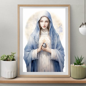 Immaculate Heart of Mary Art Printable Bundle, Prayer, Heart of Mary, Catholic Illustration Art, Devotional Wall Art, Catholic gift