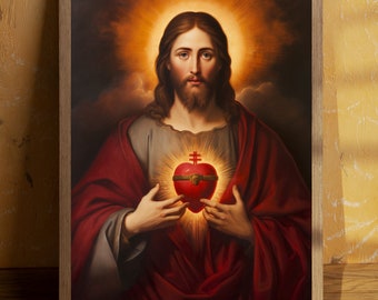 Sacred Heart of Jesus Traditional Catholic art Renaissance Christian art Peace of God Bible verse Christ lds painting