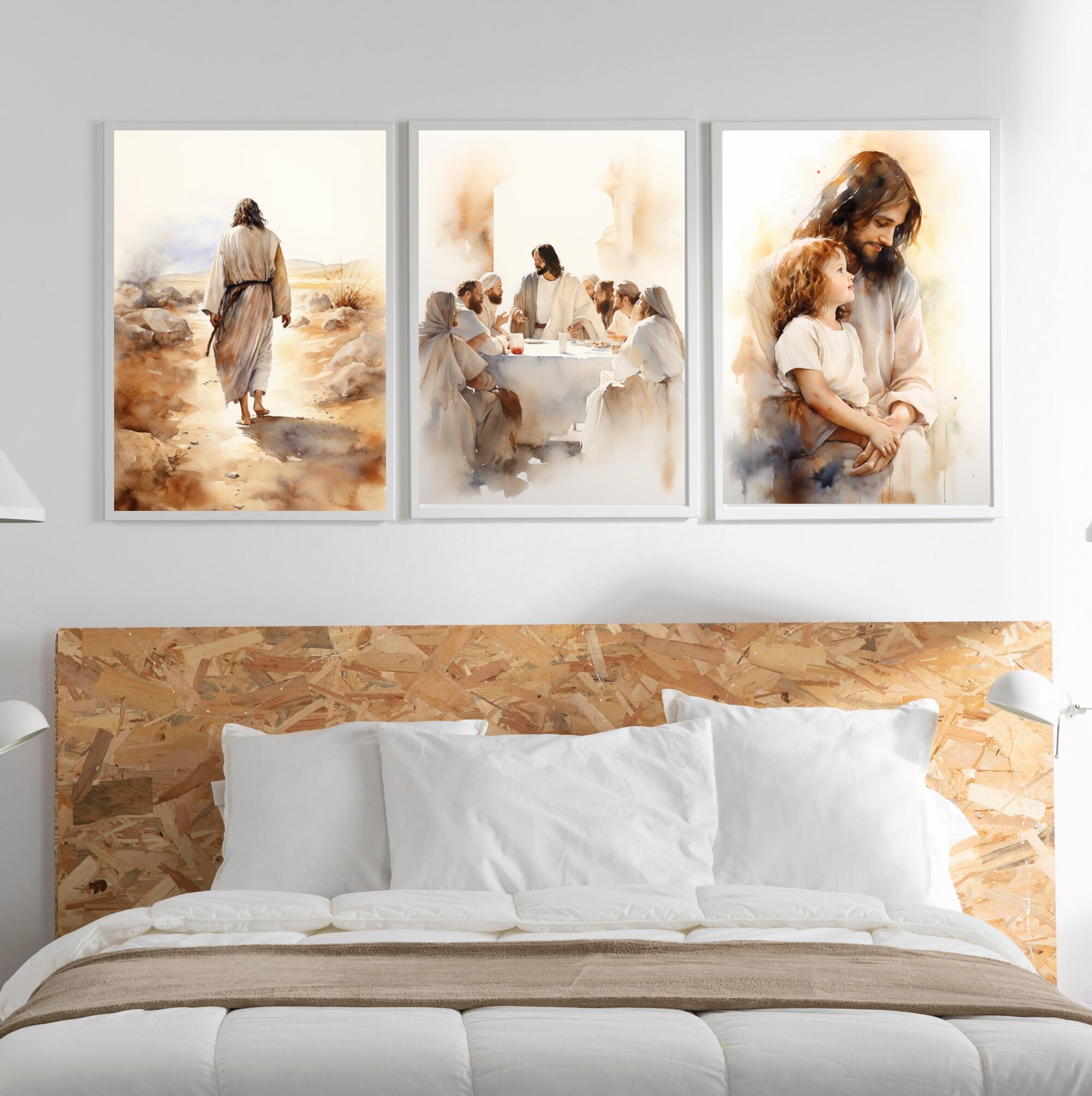 The Last Supper Set, Digital Print, Watercolor Jesus wallart, Spiritual Bible art, Minimal Modern Christian Wall Home Decor Artwork