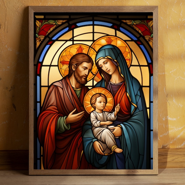 Traditional Catholic art, holy family, renaissance art print, holy family art, Mary Joseph and baby Jesus, classic Christian art