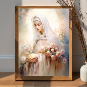 Blessed Virgin Mary Watercolor art, DOWNLOADABLE digital print, catholic printable, clipart, digital download, christian, Mary our Mother