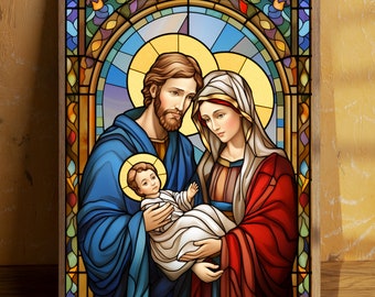 Traditional Catholic art, holy family, renaissance art print, holy family art, Mary Joseph and baby Jesus, classic Christian art