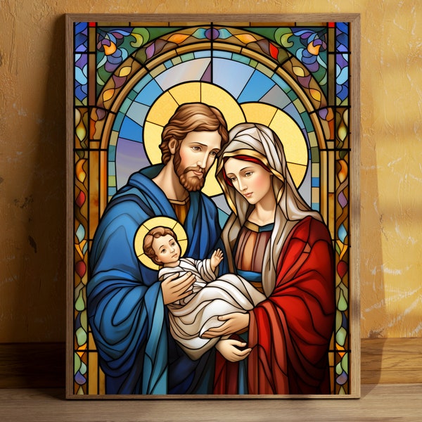 Traditional Catholic art, holy family, renaissance art print, holy family art, Mary Joseph and baby Jesus, classic Christian art