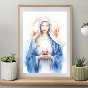 Sacred Heart of Jesus,Immaculate Heart of Mary with Prayer Printable Bundle, Catholic Art, Devotional Wall Art, Catholic Art, Catholic gift