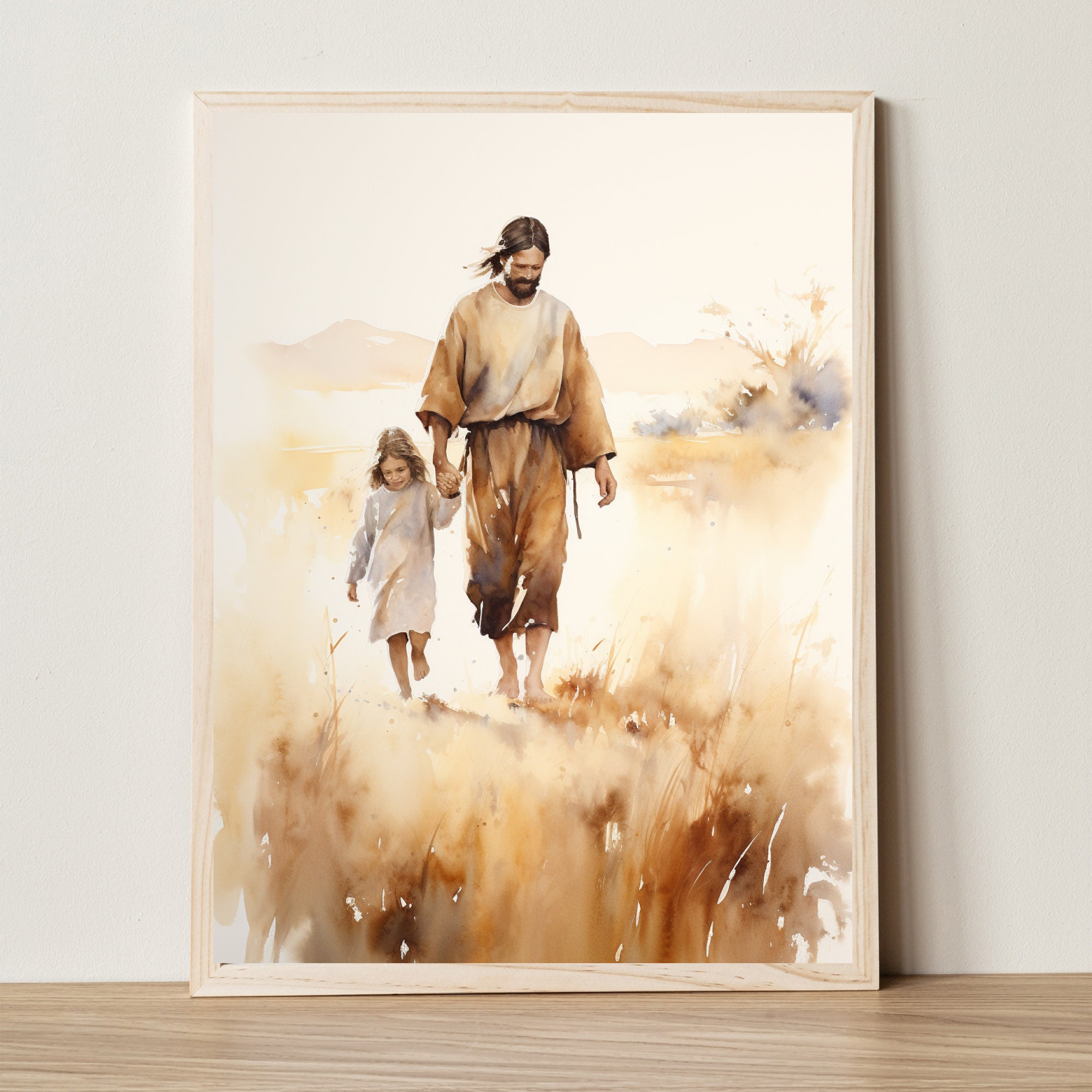 Come Follow Me Jesus Christ Walking With Children Bible Art Christian ...