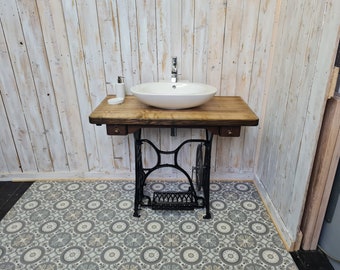 Exclusive washbasin made from a unique antique sewing machine