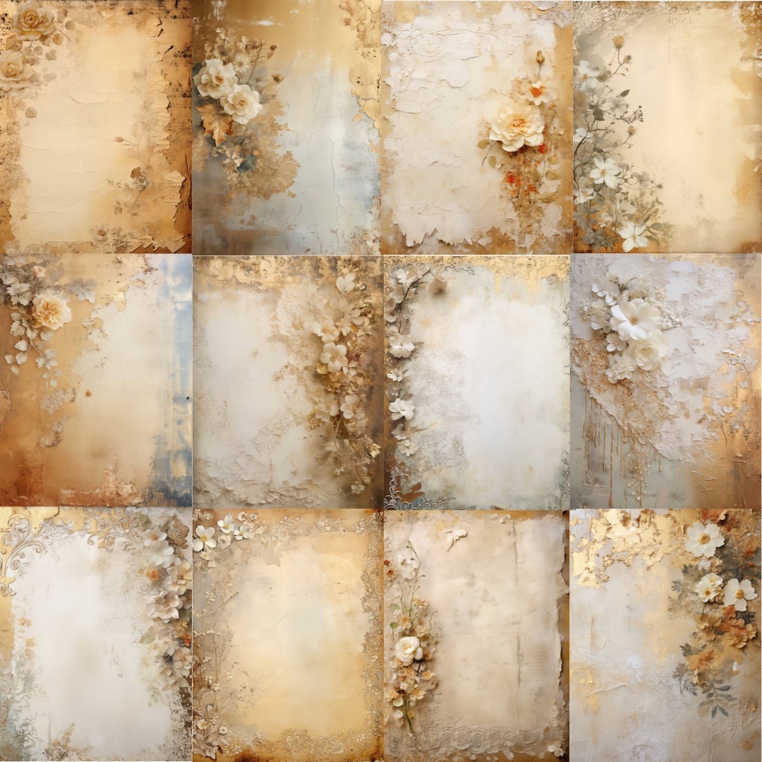 30 X Junk Journal Pages Rustic Style Digital Paper Scrapbook Supplies ...