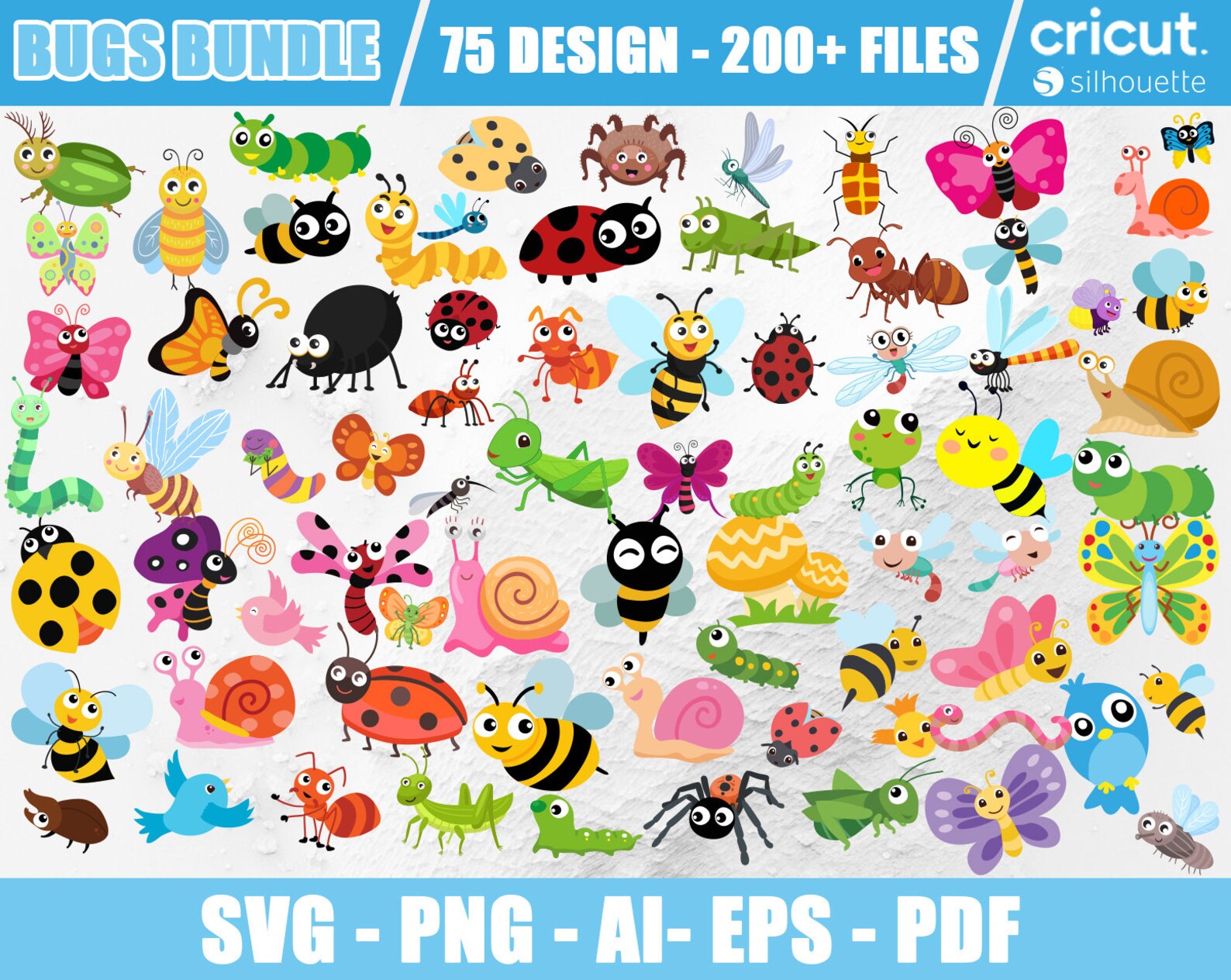 Bugs Svg Bundle, Bugs Clipart, Svg for Cricut, Insects Clipart, Bug ...