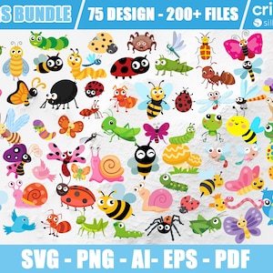 Paquete SVG de insectos, imágenes prediseñadas de insectos, svg para cricut, imágenes prediseñadas de insectos, imágenes prediseñadas de insectos, animales svg, mariposas, archivos en capas, descarga instantánea