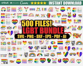 Lgbt Svg Bundle, Lesbian Svg for Cricut, Gay Svg, Pride Day Svg, Clipart Files, Instant Download