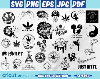 Stoner svg, cannabis svg, trippy svg, weed svg, pot Leaf svg for cricut, Smoking svg files, stoner png, Layered Files, Instant Download
