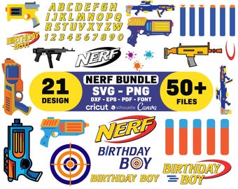 Nerf Svg Bundle, High Quality Nerf png, Nerf Gun Svg, Nerf Clipart, Birthday svg, Shirt Design, Svg for Cricut, Instant Download