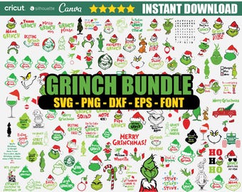 Grinch Svg Bundle, Christmas Svg, Vector Files, Clipart, Grinch Christmas Svg, Grinch Font, Instant Download