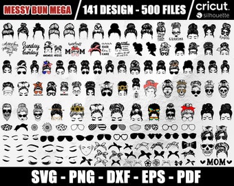 Customizable messy bun svg, messy bun template, mom life svg, messy bun png files, hair svg, messy bun svg for cricut, Instant download