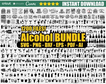 alcohol svg bundle, Cocktail Svg, shot glass svg, drink svg, Alcohol Png, Cricut & Silhouette, Laser cut files, Instant Download