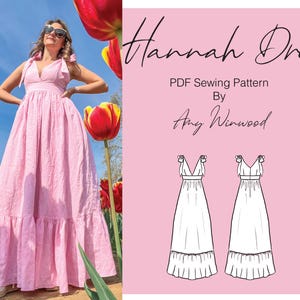 Patron de couture PDF de la robe Hannah A4, lettre US et A0. Tutoriel vidéo disponible.