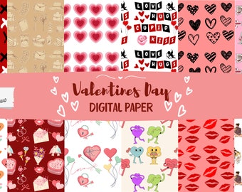 Valentine's Day Love Digital Papers - Personal Use - Scrapbook Paper - Romantic Seamless Patterns - Love Letter - Special Cards