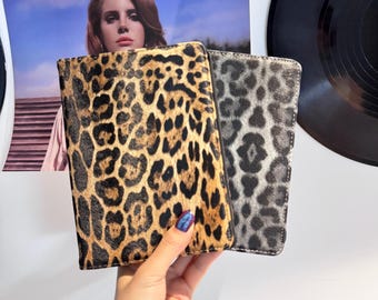 Leopard Print Leather Kindle Case Groovy Custom Leather All New kindle Custom Name Kindle 7" 2024 case Halloween Gifts Gift for her