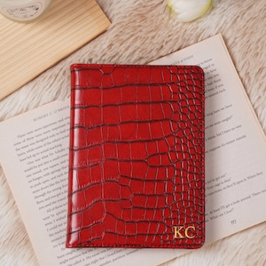 Alligator print Leather Kindle Case Groovy Custom Leather All New kindle Custom Name Kindle 7" 2024 case Gift for her Red