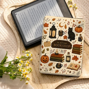 Personalisierte Herbst-Bookshop Kindle-Hülle, Vintage Halloween Paperwhite Hülle, Geschenk zum Abschluss für Buchliebhaber