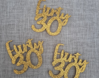 Gold Glitter Flirty 30 Gift Tags (Set of 3)