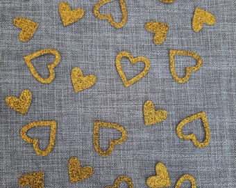 Gold Glitter Hearts Table Confetti: 50 double sided decorations - Wedding / Engagement / Anniversary / Hen Party