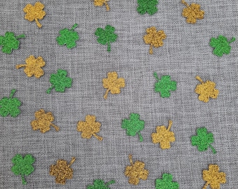 Green & Gold Glitter Four Leaf Clover Table Confetti - 50 Double Sided Decorations