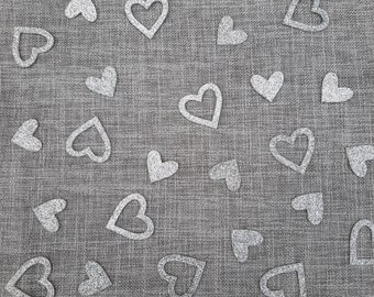 Silver Glitter Hearts Table Confetti: 50 double sided decorations - Wedding / Engagement / Anniversary / Hen Party