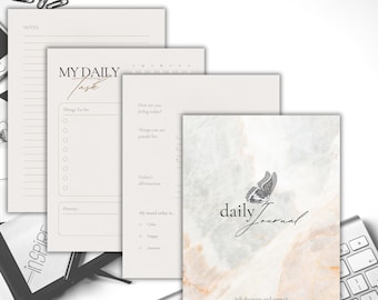 Printable Daily Prompts Journal, Daily Journal, Journaling prompts,  Printable Daily Journal,  Goodnotes  Planner, Mental Health Journal