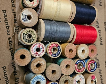 Vintage Wooden Spools of Thread