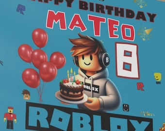 Roblox, Roblox birthday party, Happy Birthday banner, Personalized Roblox birthday banner, FREE SHIPPING