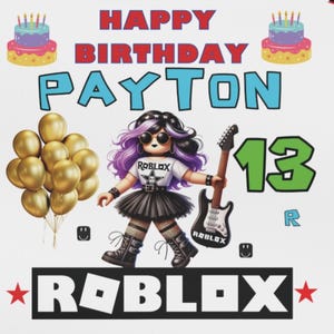 Roblox, Roblox birthday party, Happy Birthday banner, Personalized Roblox &quot; Rockstar Girl&quot; Happy birthday , FREE SHIPPING