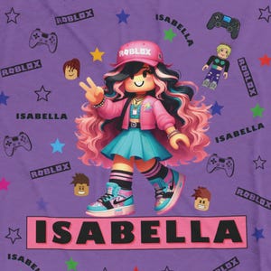 Personalized Gamer &quot;Trendy Girl&quot; Roblox Blanket, Free shipping