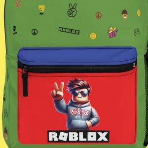 Gratis Roblox-knapp, Tillbaka till skolan, Roblox-ryggsäck, Skolmaterial, present till pojkar, personlig present till barn, Roblox "PEACE"-ryggsäck