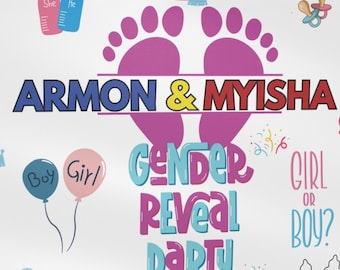 Gender reveal, Gender reveal decorations, baby shower, baby shower decorations, Personalized Gender Reveal Banner, FREE SHIPPING