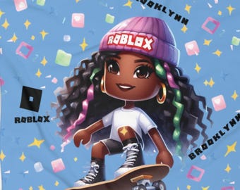 Roblox birthday gift, Roblox girl, Girl birthday, Summer beach towel, Roblox, Roblox Skateboard Girl Personalized Beach Towel
