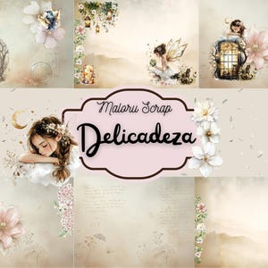 Colección Digital. Delicadeza. 15 papeles para Scrapbooking. Hadas. Etéreo. Magia.