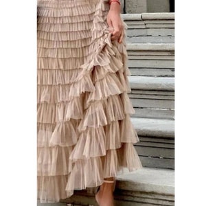 Women's Long Skirt Ruffle High Waist Stylish Loose Skirt image 4