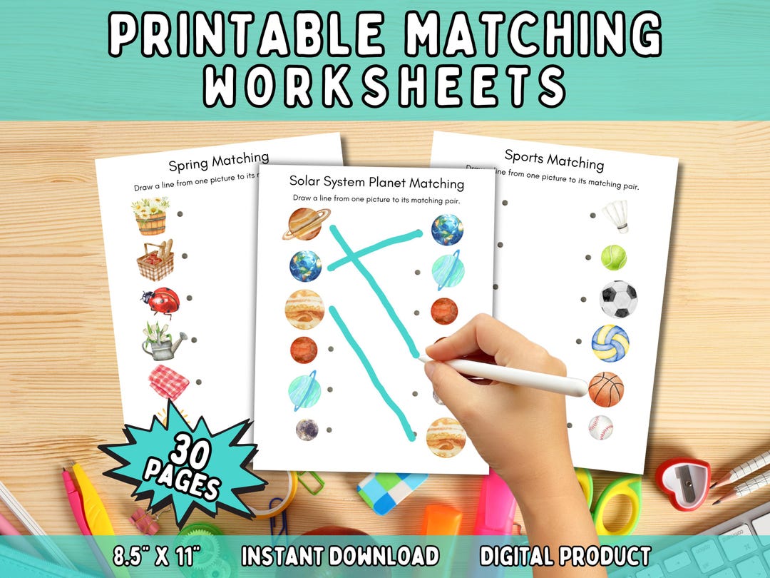 Printable Matching Worksheets, Match the Picture, Homeschool Resources ...