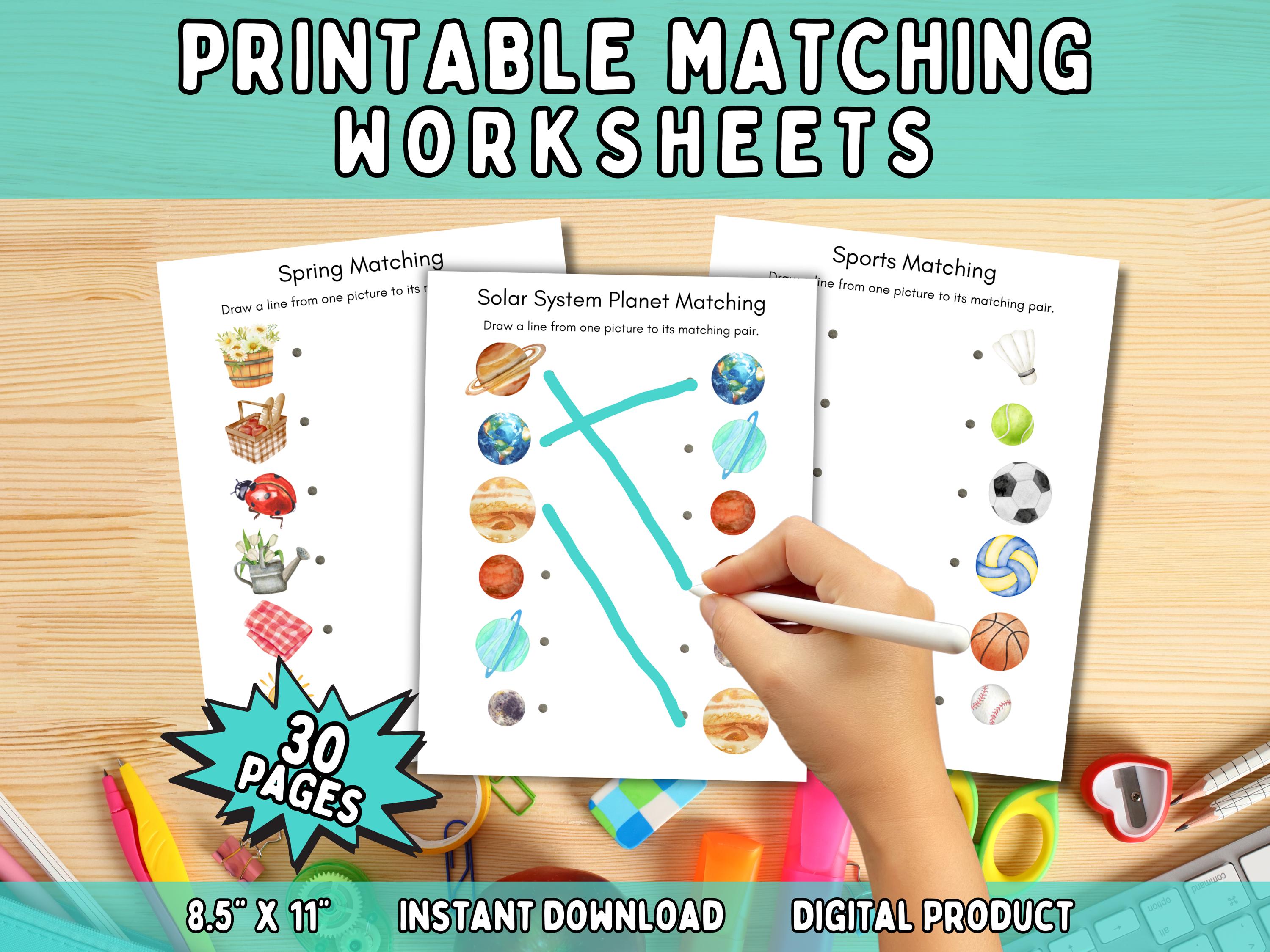 Printable Matching Worksheets, Match the Picture, Homeschool Resources ...