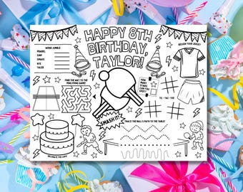 Personalized Table Tennis Birthday Placemat: Ping Pong Party Game (Digital Download)
