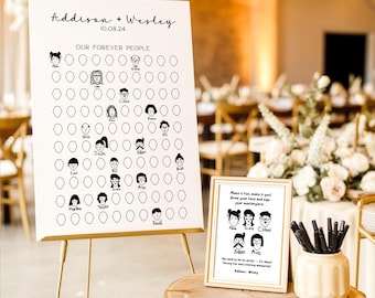 Affiche du livre d'or de mariage Draw Your Face, portrait interactif d'invité (téléchargement numérique)