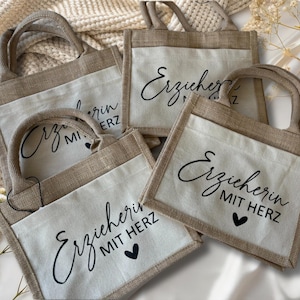 Jute bag for kindergarten teachers, gift for kindergarten teachers, farewell gift | optional with zipper | zipper image 3