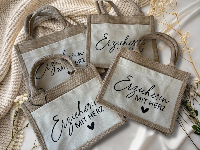 Jute bag for kindergarten teachers, gift for kindergarten teachers, farewell gift | optional with zipper | zipper image 3