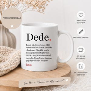 Personalisierte Dede Tasse mit Definition – Geschenk für Dede– Türkischer Opa Büyükbaba Geschenkidee – Keramiktasse mit Wunschname